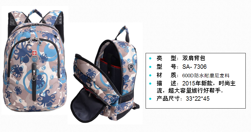 swissgear瑞士军刀双肩背包SA- 7306  价格：149元