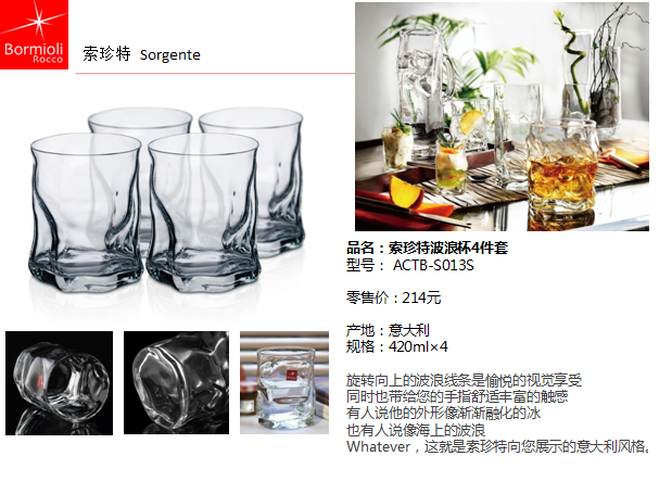 波米欧利索珍特波浪杯4件套  价格：158元